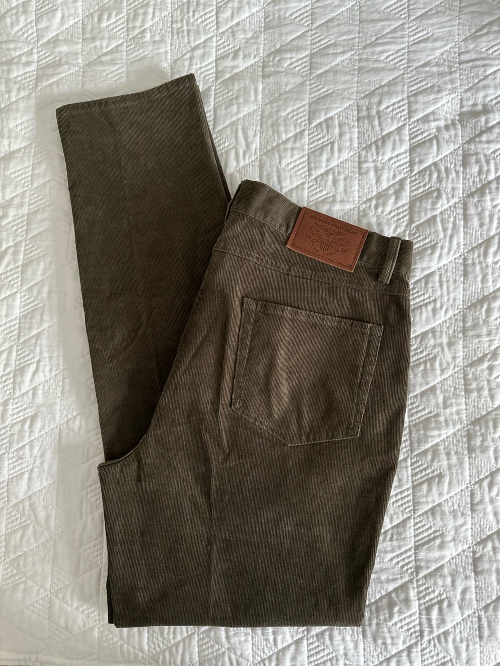 Brooks Brothers Slim Fit Corduroy Pants Men’s Size 36x32 Green Stretch